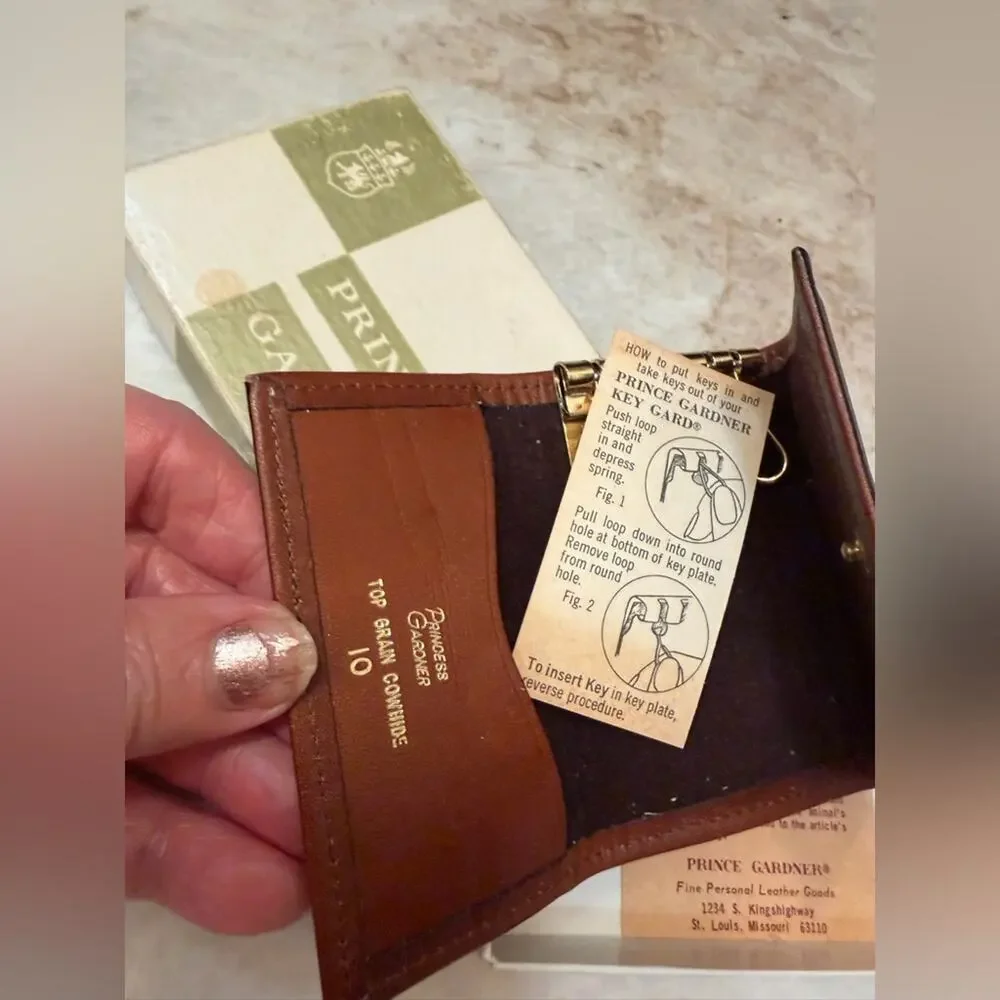 Vintage Princess Gardner Brown key wallet Leather Card Holder unisex